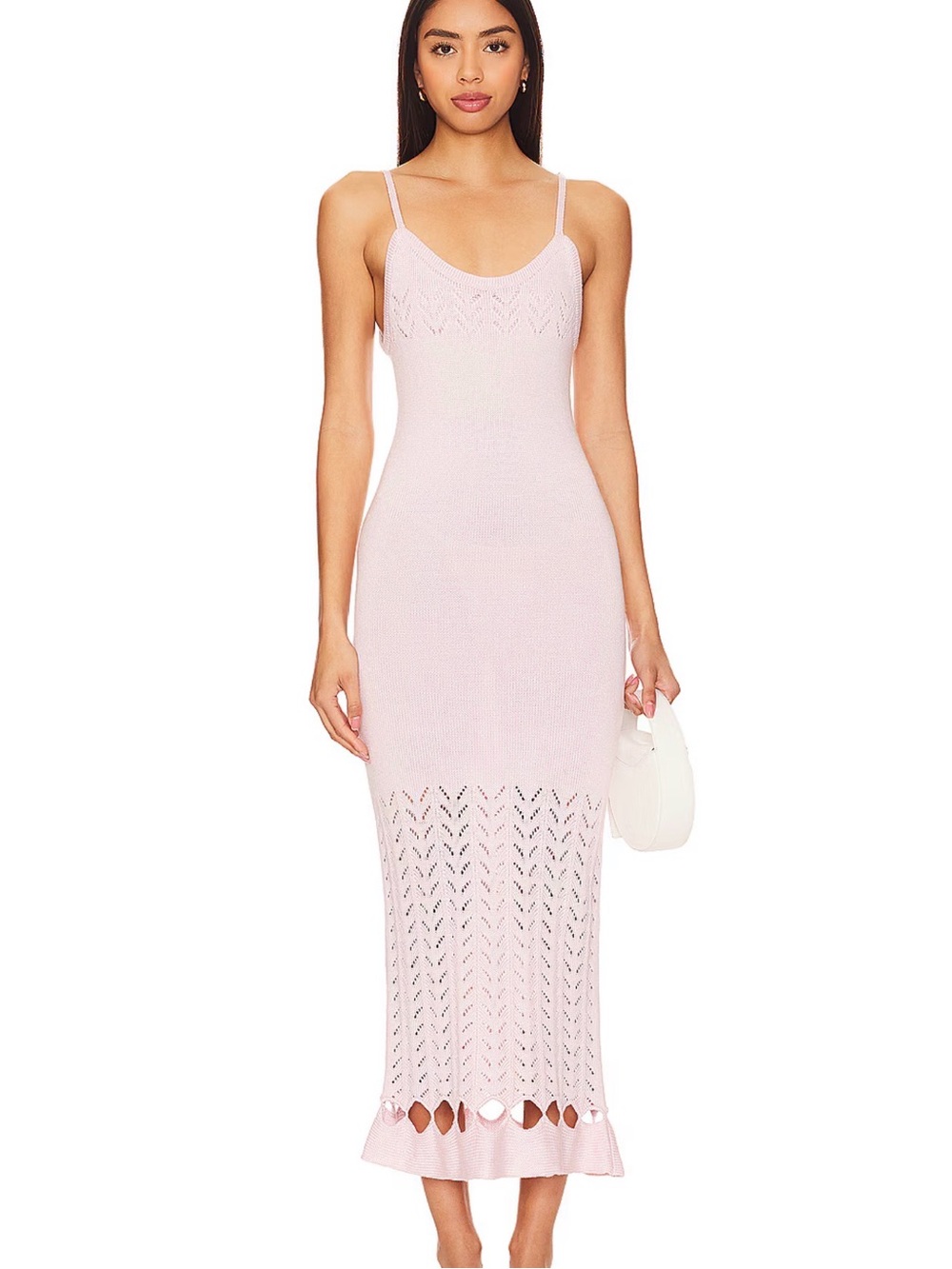 Peixoto Pale Pink Knit Midi Dress